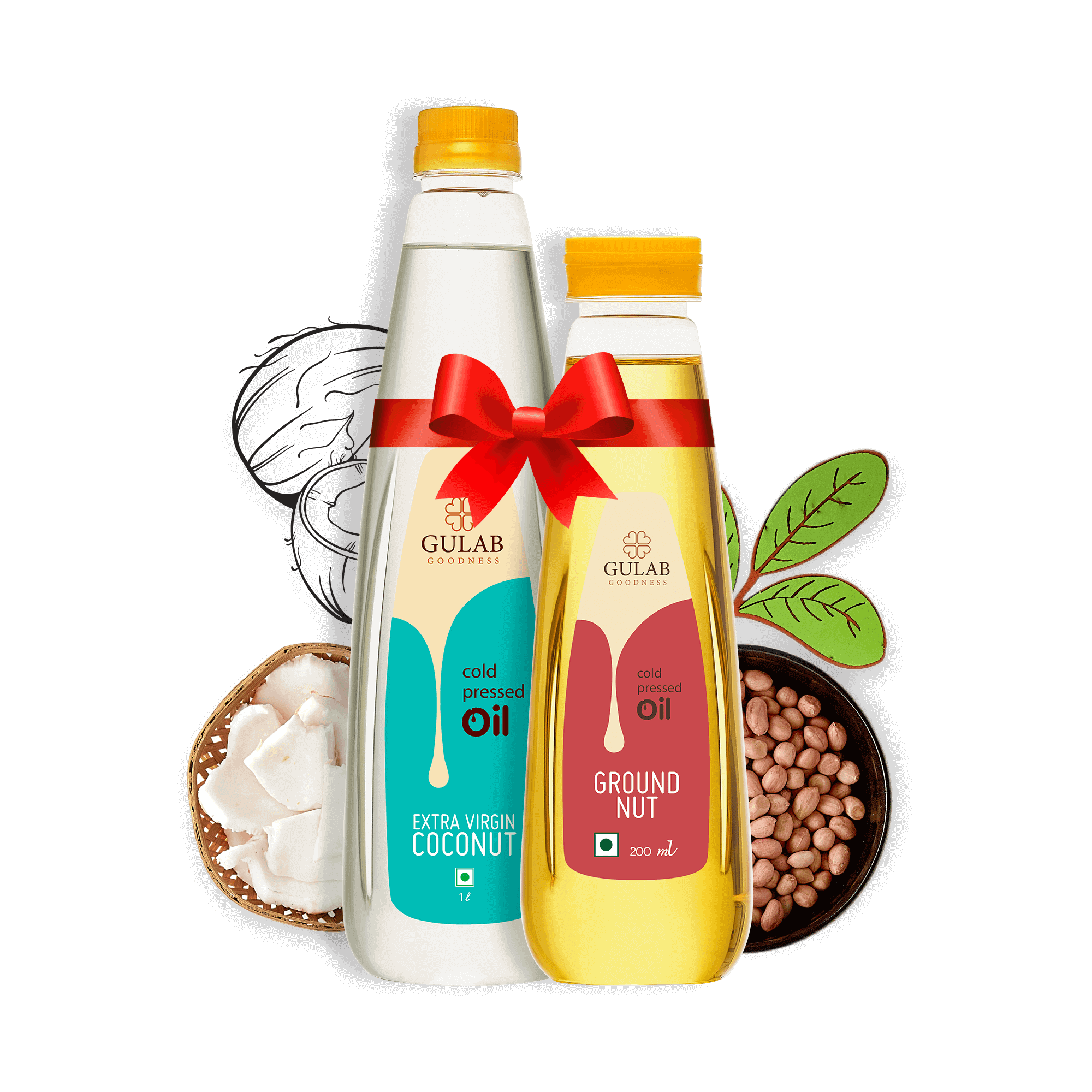 Cold Pressed Extra Virgin Coconut Oil 1L + Cold Pressed Groundnut Oil 200 ml