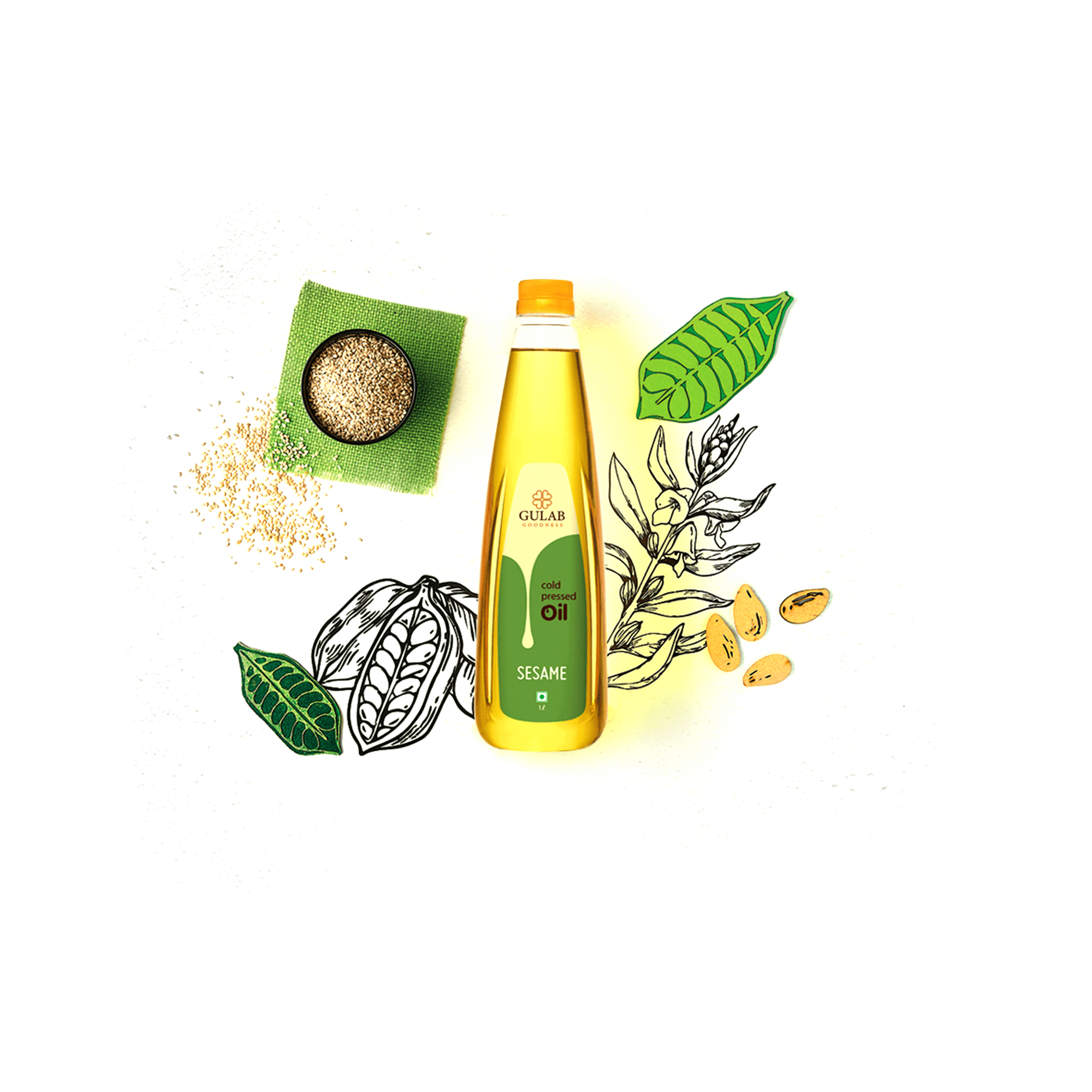 cold pressed sesame oil with elements