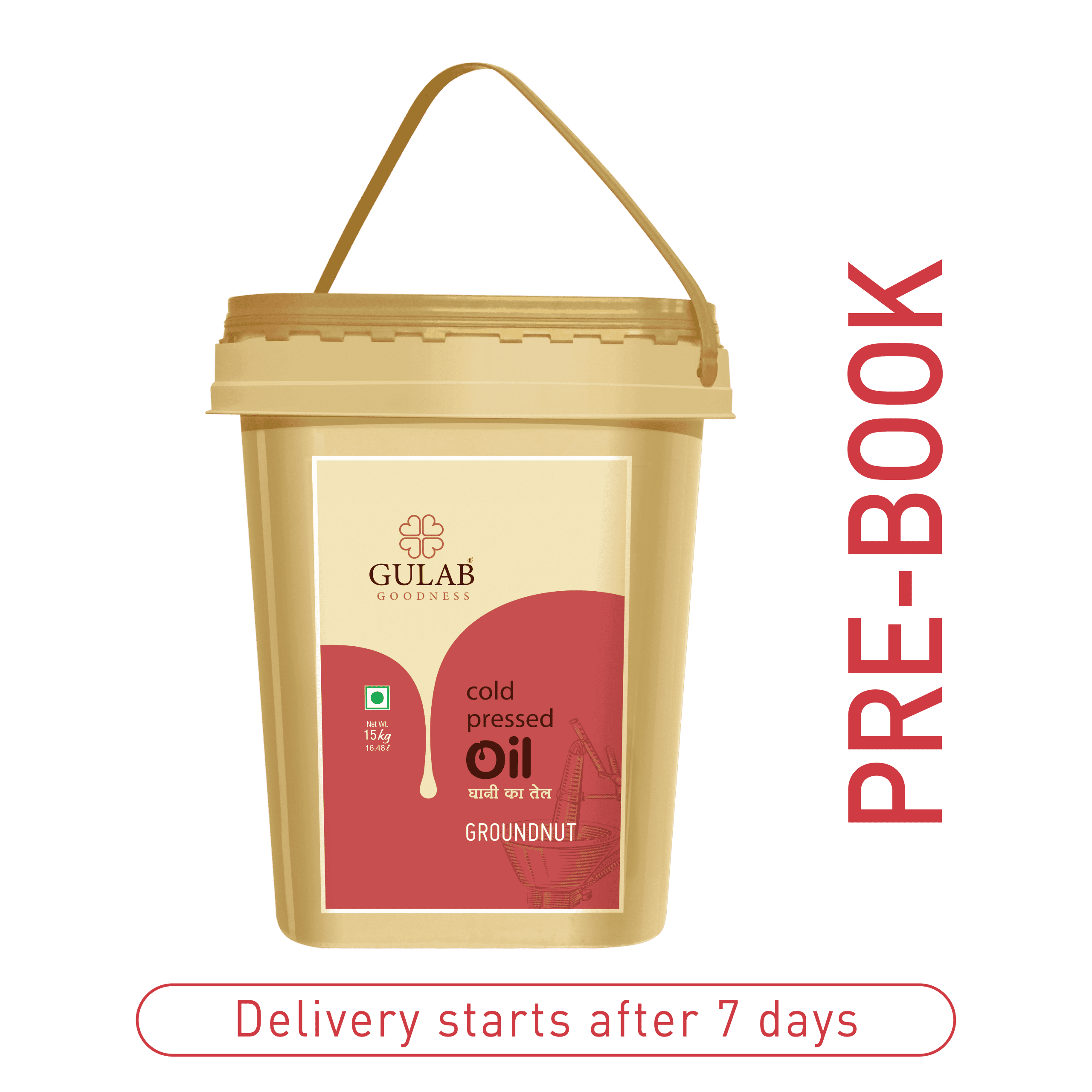 Cold Pressed Groundnut Oil Bucket - 15Kg (16.48L)