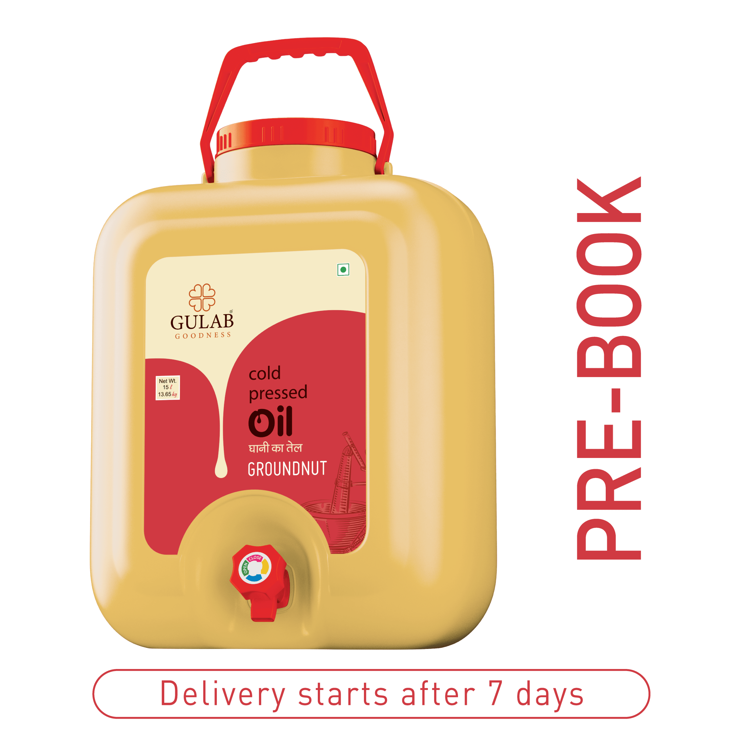 Cold Pressed Groundnut Oil Tap Jar - 15L