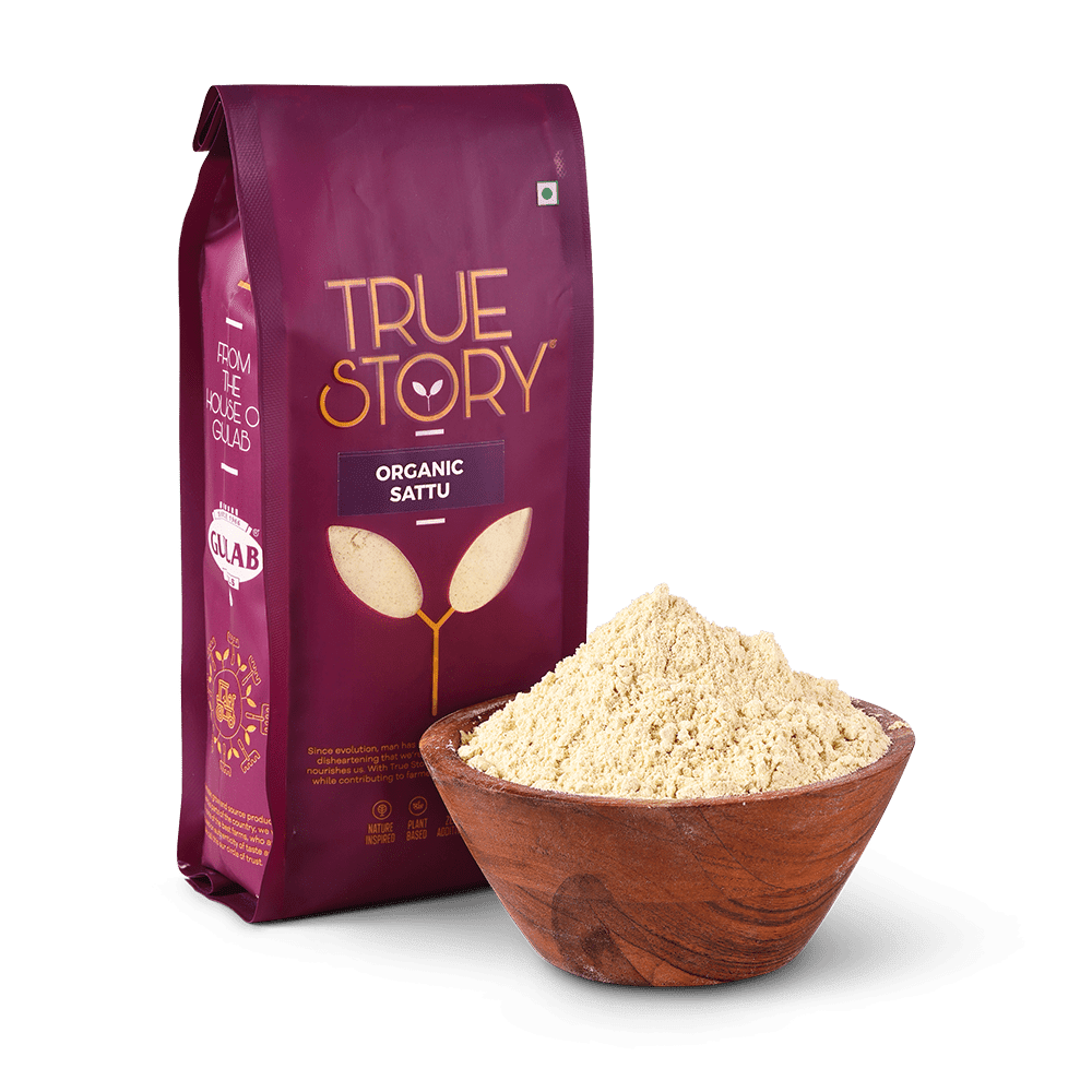 Organic sattu flour with sattu flour bowl