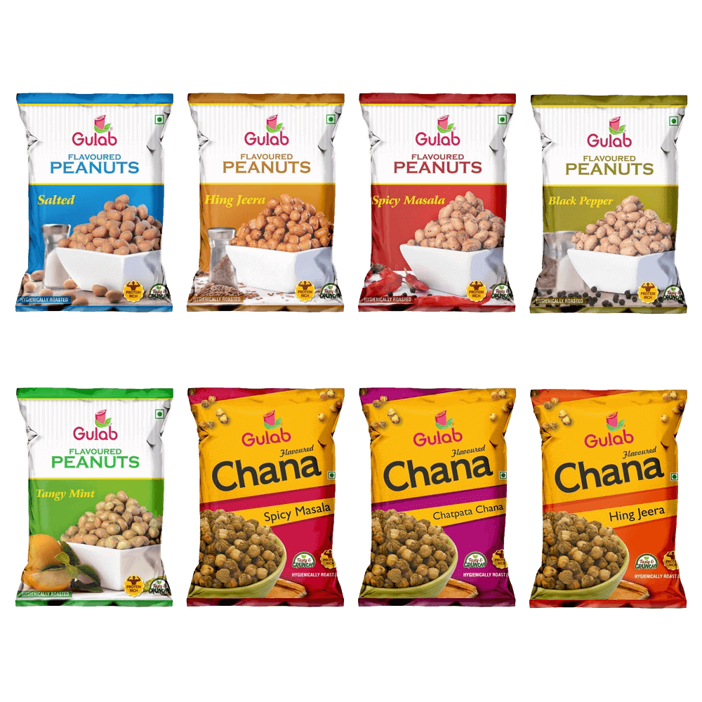 Flavoured Peanuts & Chana Combo Pack of 8