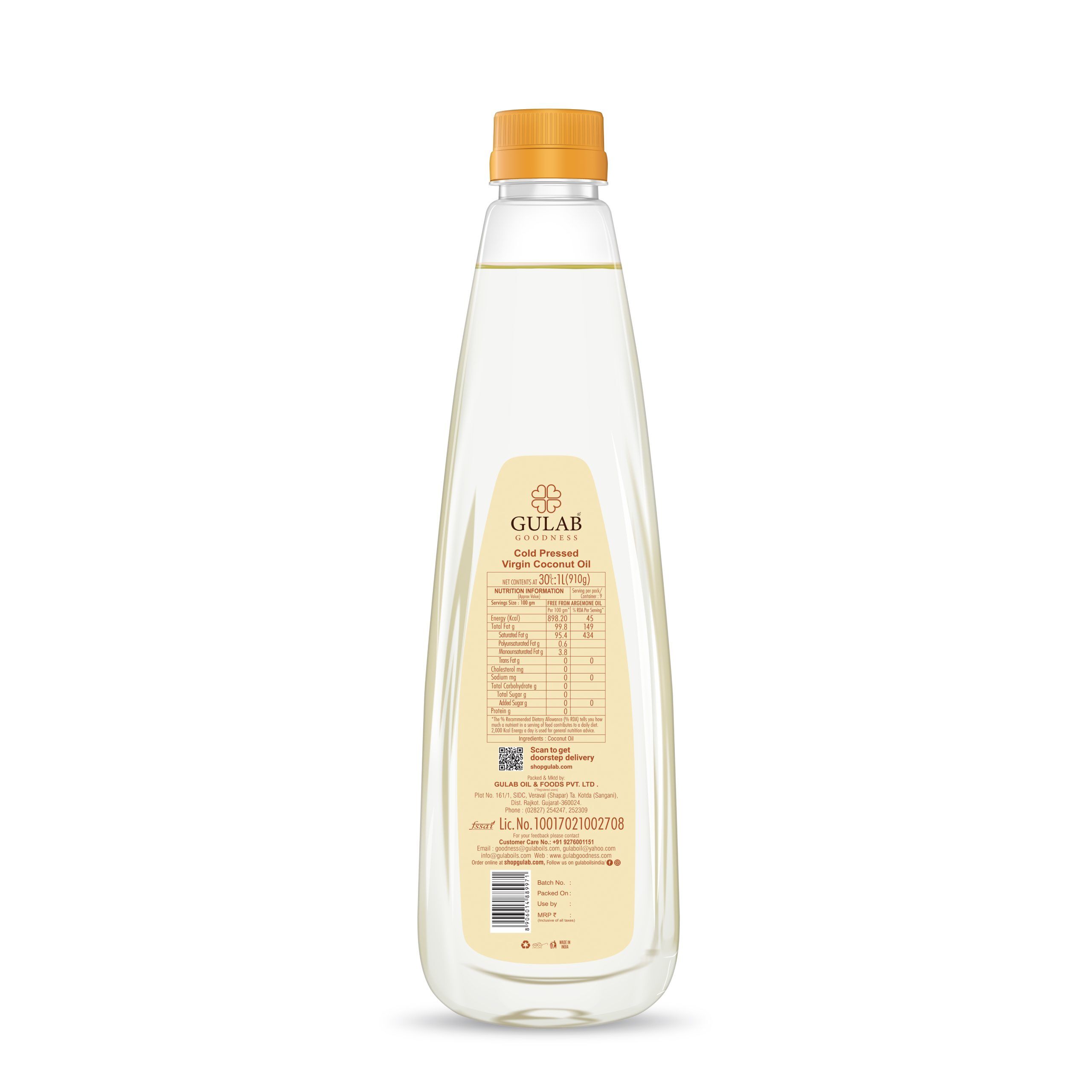 Cold Pressed Coconut Oil For Cooking back side
