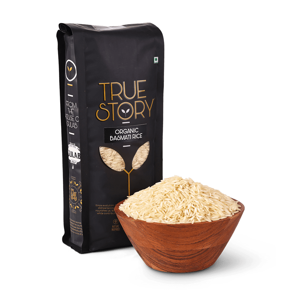 Organic basmati rice with rice bowl