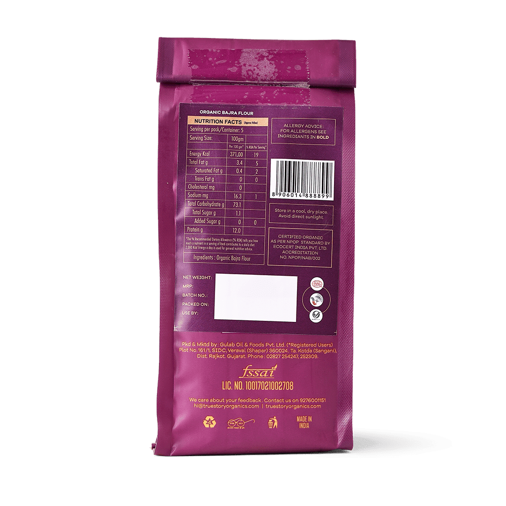 Organic bajra flour - back side