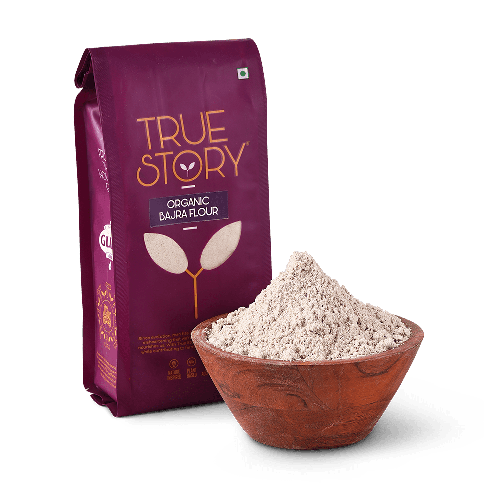 Organic bajra flour with flour bowl