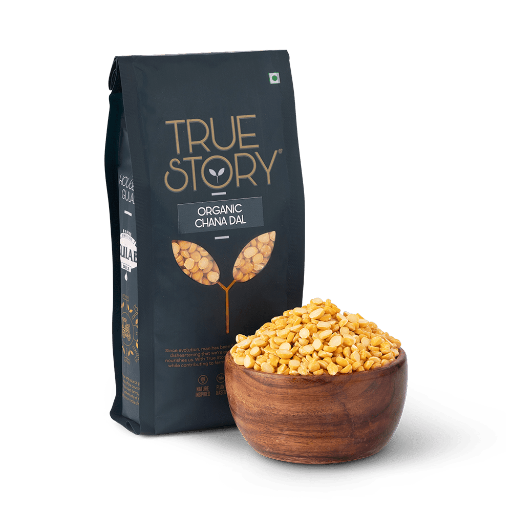 Organic chana dal with dal bowl